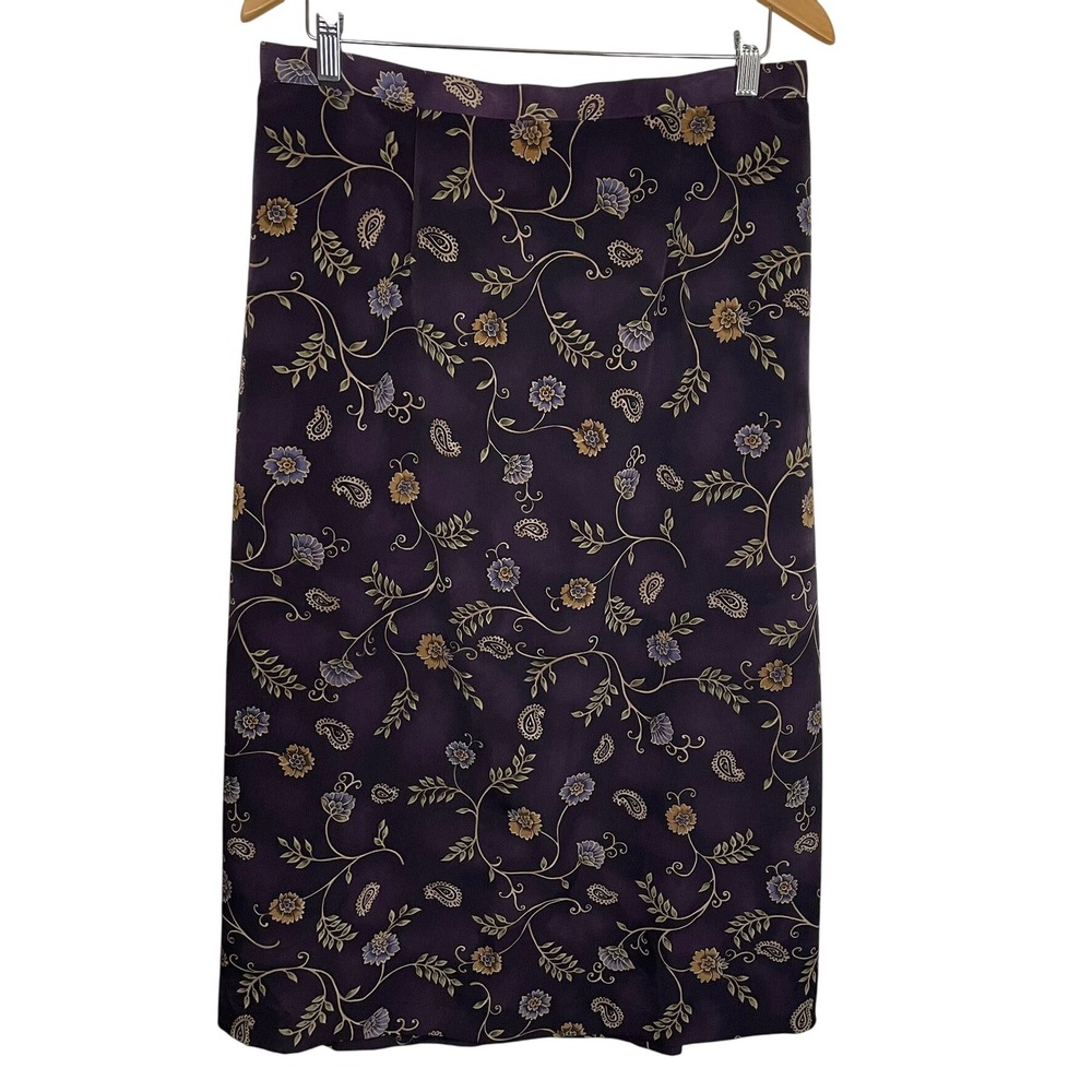 Bentley Plus Skirt Size‎ 18 Purple Floral Paisley A-Line Midi Cottagecore Boho
